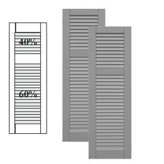 Traditional Composite Louver Shutters w/ Offset Top Mullion, Installation Brackets Included