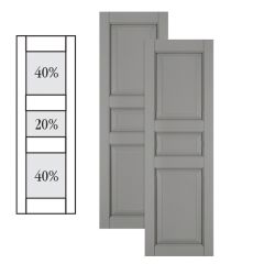 Traditional Composite Raised Panel Shutters w/ Double Center Mullion, Installation Brackets Included