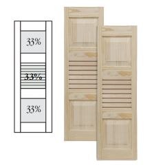 Traditional Wood Panel w/ Center Open Louver - Double Mullion