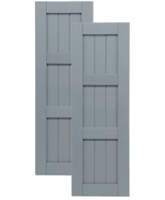 Traditional Composite Framed Board-n-Batten Shutters w/ Double Mullion, Installation Brackets Included