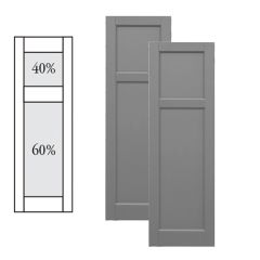 Traditional Composite Flat Panel Shutters w/ Offset Top Mullion, Installation Brackets Included