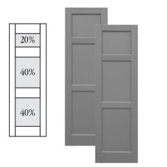 Traditional Composite Flat Panel Shutters w/ Offset Top Double Mullion, Installation Brackets Included