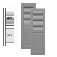 Traditional Composite Louver Over Raised Panel Shutters w/ Center Mullion, Installation Brackets Included