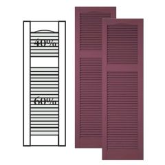 Custom Vinyl Louvered Shutters w/ Offset Top Mullion