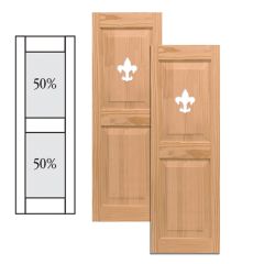 Traditional Wood Raised Panel Shutters w/ Center Mullion & Cutout