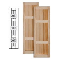 Traditional Wood V Groove Shutters w/ Double Offset Mullion