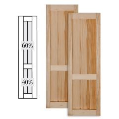 Traditional Wood V Groove Shutters w/ Offset Bottom Mullion