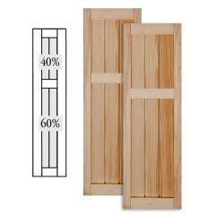 Traditional Wood V Groove Shutters w/ Offset Top Mullion