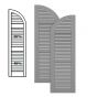 Traditional Composite Louver Shutters w/ Center Mullion Arch Top, Installation Brackets Included