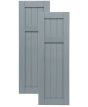 Traditional Composite Framed Board-n-Batten Shutters w/ Offset Top Mullion, Installation Brackets Included