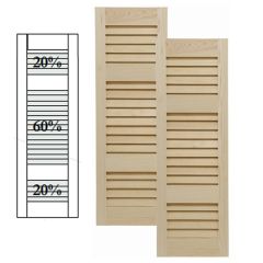 Traditional Wood Open Louver Shutters w/ Double Offset Mullion