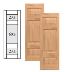 Traditional Wood Raised Panel Shutters w/ Double Offset Mullion