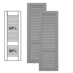 Traditional Composite Louver Shutters w/ Offset Bottom Mullion, Installation Brackets Included