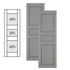 Traditional Composite Raised Panel Shutters w/ Double Center Mullion, Installation Brackets Included