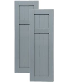 Traditional Composite Framed Board-n-Batten Shutters w/ Offset Top Mullion, Installation Brackets Included