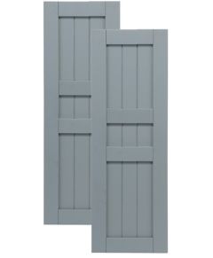 Traditional Composite Framed Board-n-Batten Shutters w/ Double Center Mullion, Installation Brackets Included