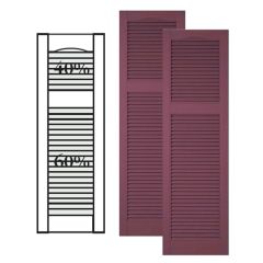 Custom Vinyl Louvered Shutters w/ Offset Top Mullion