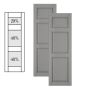 Traditional Composite Raised Panel Shutters w/ Offset Top Double Mullion, Installation Brackets Included