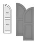 Traditional Composite Raised Panel Shutters w/ Center Mullion Arch Top, Installation Brackets Included