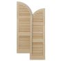 Arched Top Traditional Wood Open Louver Shutters w/ Two Mullion