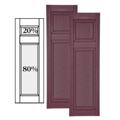 Custom Vinyl Raised Panel Shutters w/ Offset Top Mullion