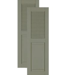 Custom Combination Vinyl Shutters, Louver / Raised Panel w/ Center Mullion