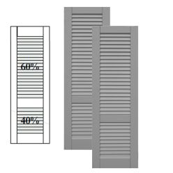 Traditional Composite Louver Shutters w/ Offset Bottom Mullion, Installation Brackets Included