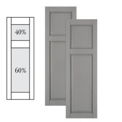 Traditional Composite Raised Panel Shutters w/ Offset Top Mullion, Installation Brackets Included