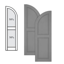 Traditional Composite Raised Panel Shutters w/ Center Mullion Arch Top, Installation Brackets Included