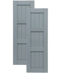 Traditional Composite Framed Board-n-Batten Shutters w/ Double Mullion, Installation Brackets Included