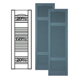 Custom Vinyl Louvered Shutters w/ Double Offset Mullion