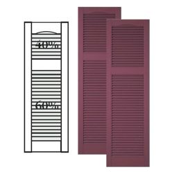Custom Vinyl Louvered Shutters w/ Offset Top Mullion