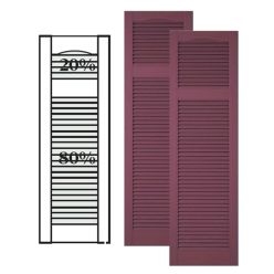 Custom Vinyl Louvered Shutters w/ Offset Top Mullion