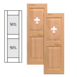 Traditional Wood Raised Panel Shutters w/ Center Mullion & Cutout