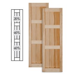 Traditional Wood V Groove Shutters w/ Offset Top Double Mullion