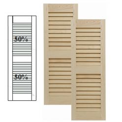 Traditional Wood Open Louver Shutters w/ Center Mullion