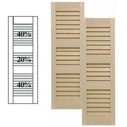 Traditional Wood Open Louver Shutters w/ Double Center Mullion