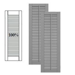 Traditional Composite Louver Shutters w/ Full Louver w/ Faux Tilt Rod, Installation Brackets Included