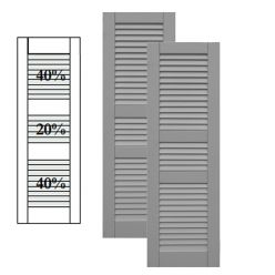 Traditional Composite Louver Shutters w/ Double Center Mullion, Installation Brackets Included
