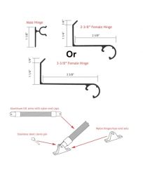Bahama Hardware Kit, 2 3/8" or 3 3/8" Female Hinge, Tilt Arms, Clevis Pins, and Nylon Hinges