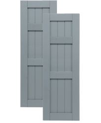 Traditional Composite Framed Board-n-Batten Shutters w/ Double Offset Top Mullion, Installation Brackets Included