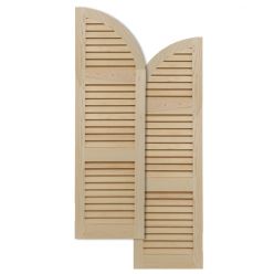 Arched Top Traditional Wood Open Louver Shutters w/ Two Mullion