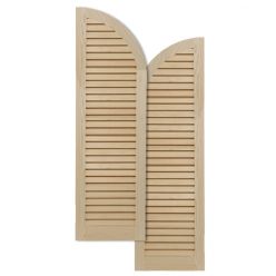 Arched Top Traditional Wood Open Louver Shutters w/ Full Louvers