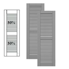 Traditional Composite Louver Shutters w/ Center Mullion, Installation Brackets Included