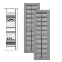 Traditional Composite Louver Shutters w/ Center Mullion w/ Faux Tilt Rod, Installation Brackets Included