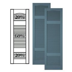 Custom Vinyl Louvered Shutters w/ Double Offset Mullion