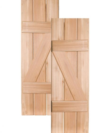 Cottage Style Wood Joined Board-n-Batten Shutters w/ Z bar