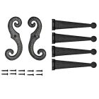 Black Decorative Vinyl Hinges, 4 Hinges, 2 S-Hooks