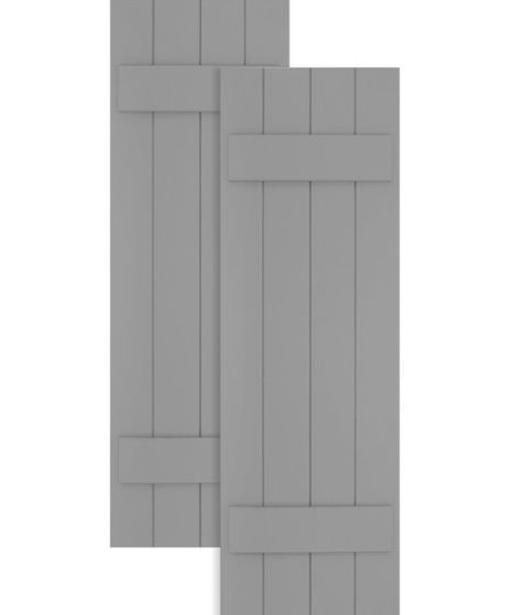 Traditional Composite Board-n-Batten Shutters w/ Two Battens, Installation Brackets Included