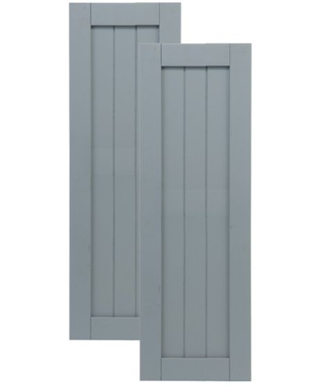 Traditional Composite Framed Board-n-Batten Shutters w/ Full Board, Installation Brackets Included